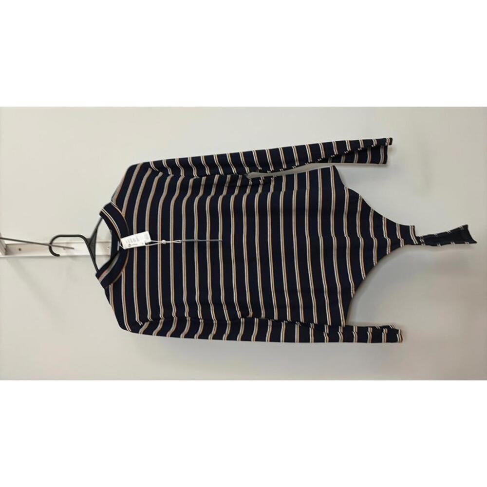 Cup She Striped Long Sleeve Bodysuit with Mock Neck